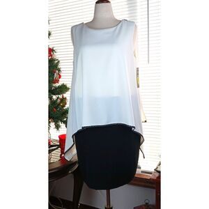 Tahari Womens Dress Size 14 Midi Holiday Black White Career Sleeveless Lagenlook